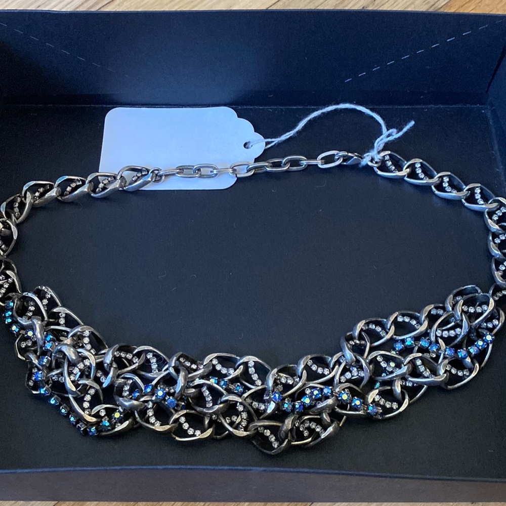 Janis Savitt Antique Silver Blue shade Necklace